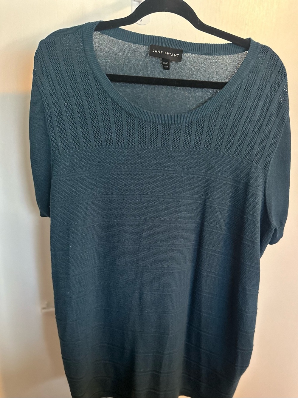 Lane Bryant Teal Knit Short-Sleeve Sweater Size 32/34